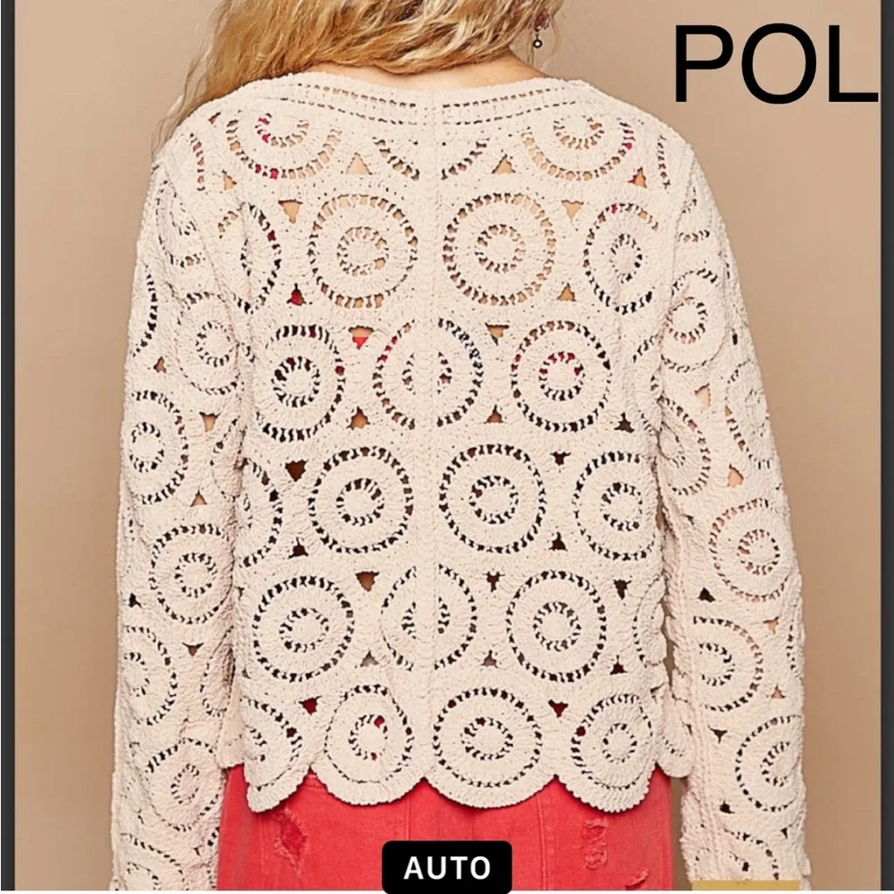BP20🌟POL perfection in v-beck long sleeve cardi-stonewashed w/open embro… - Picture 3 of 11